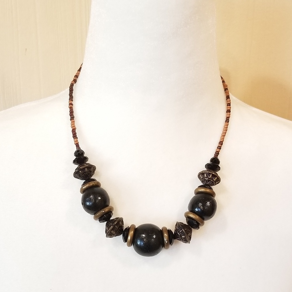 Black & bronze necklace & earrings set